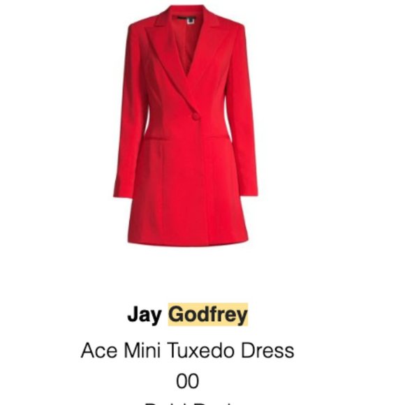 Jay Godfrey Ace Mini Tuxedo Dress 00 Bold Red